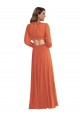 High Low Ruffled Long Chiffon Cutout Bishop Sleeves Maxi Bridesmaid Dress Bristol