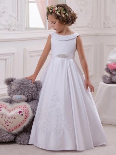 Ivory Ball Gown Bateau Floor Length Flower Girl Dress Bristol