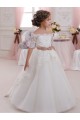 Ivory Ball Gown High Neck Floor Length Short Sleeve Flower Girl Dress Bristol