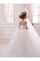 Ivory Ball Gown Sweetheart Chapel Train Sleeveless Flower Girl Dress Bristol