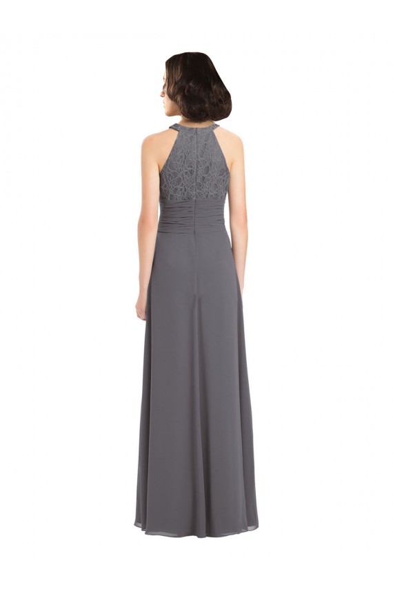 Long Chiffon Bridesmaid Dress with Corded Lace Bodice Bristol
