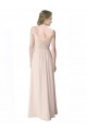 Long Chiffon Bridesmaid Dress with Corded Lace V-Neck Bodice Bristol