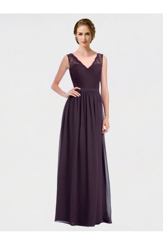 V-Neck Bridesmaid Dress with Corded Lace Bodice Bristol