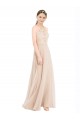 High Halter Neck Illusion Lace Bridesmaid Dress / Prom Dress with Chiffon Skirt and Keyhole Back Bristol