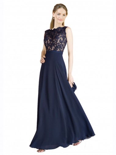 Bateaux Neckline A-Line Lace Bridesmaid Dress / Prom Dress with Top Nude Layer Bristol