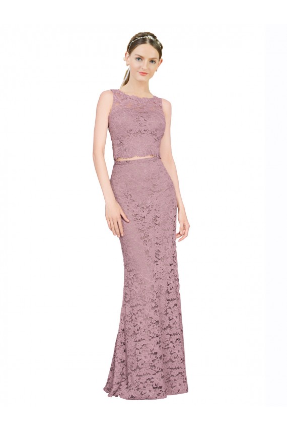 Sleeveless Crop Top High Neck Mermaid Lace Bridesmaid Dress / Prom Dress Bristol