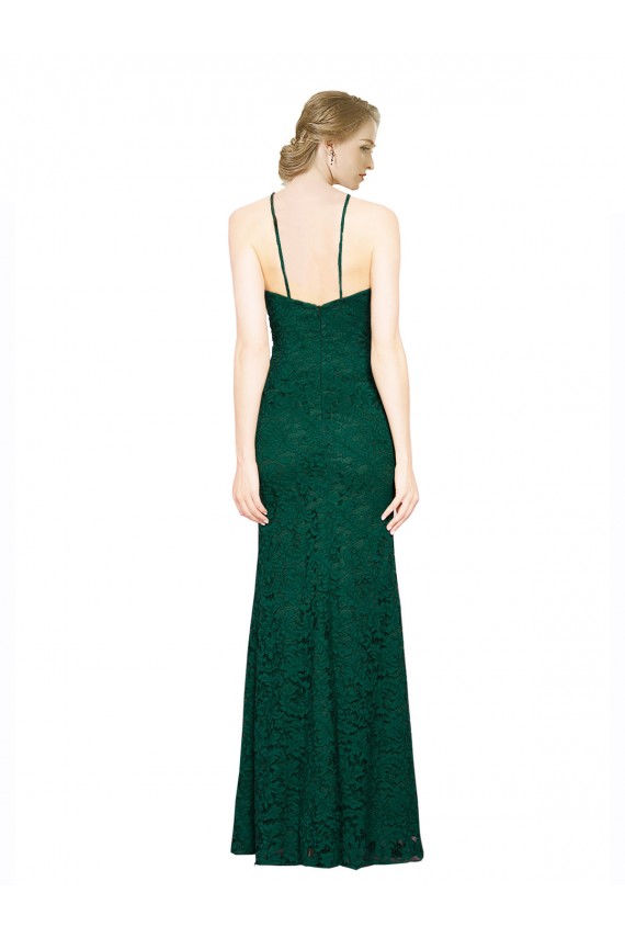 High Illusion Halter Neck Long Lace Bridesmaid Dress / Prom Dress Bristol