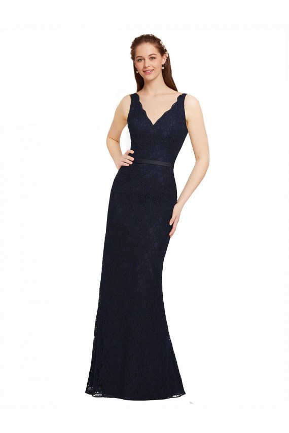 Lace Bridesmaid Dress with Satin Waistband and Open Back Bristol