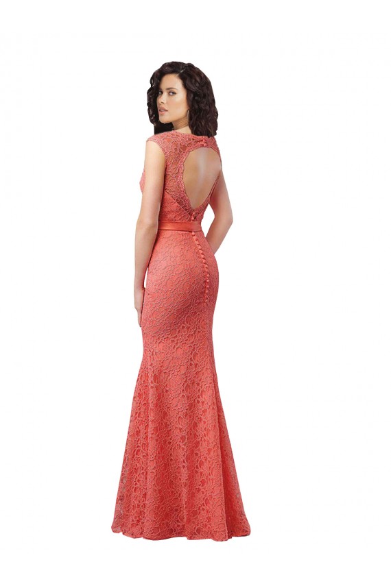 Mermaid Long V-Neck Lace Bridesmaid Dress with Open Back Bristol