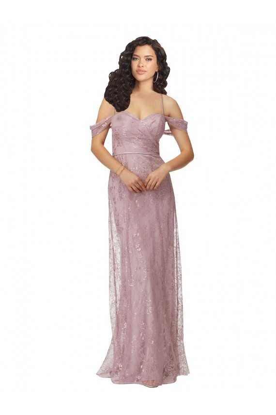 Sweetheart Chantilly Lace Bridesmaid Dress with Off the Shoulder Sleeves Bristol