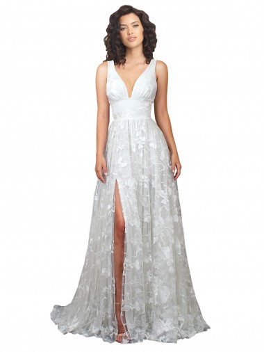 Plunging V-Neckline Wedding Dress with Slit Bristol