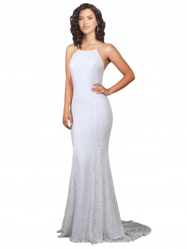 High Neck Backless Lace Wedding Dress with Plunging Low Back Bristol