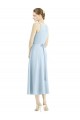 Short Tea Length V-Neck Satin Bridesmaid Dress Bristol