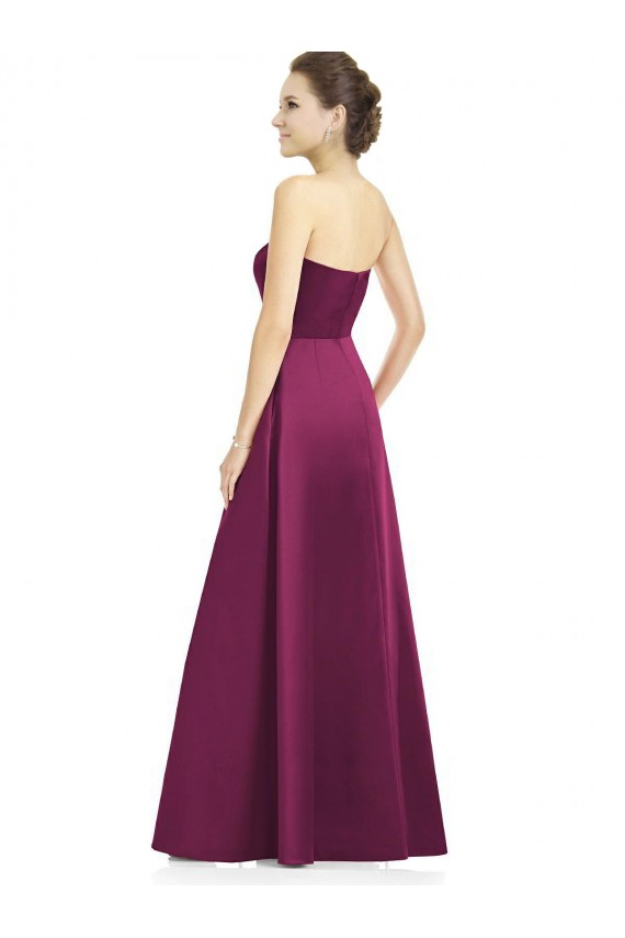Full Length Strapless Long Satin Bridesmaid Dress with Sweetheart Neckline Bristol