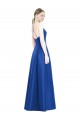 Full Pleated V-Neck Long Satin Bridesmaid Dress with Criss Cross Open Back Bristol