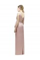 Sleeveless V-Neck Long Satin Bridesmaid Dress with Draped Bodice and Tiered Bow Bristol