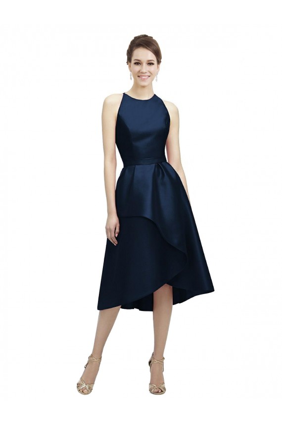 Halter Neck Short Tea Length Sleeveless Satin Bridesmaid Dress Bristol