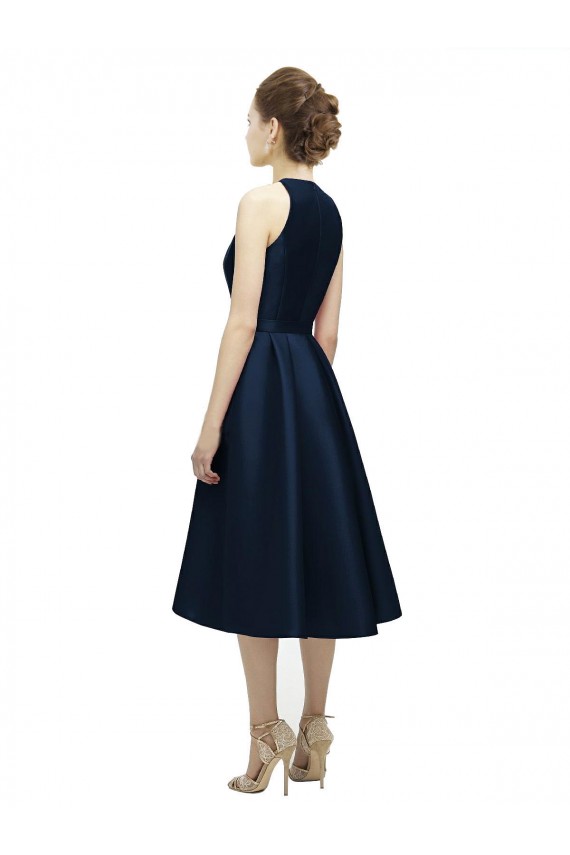 Halter Neck Short Tea Length Sleeveless Satin Bridesmaid Dress Bristol