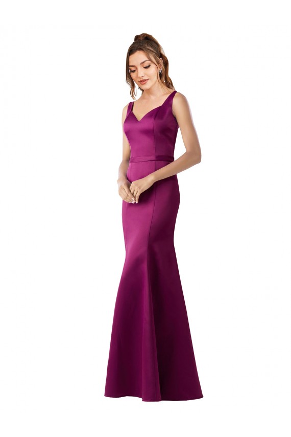 Fitted Sexy Open Back Formal Satin Bridesmaids Dress with Floral Details Bristol