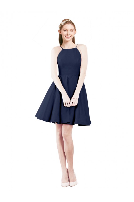 Halter Neck Short Knee Length Satin Cocktail Bridesmaid Dress Bristol