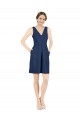 Deep V-Neck Short Knee Length Satin Cocktail Bridesmaid Dress with Slimming Pleats Bristol