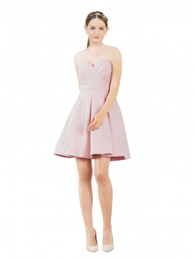 Short Knee Length Sweetheart Satin Cocktail Bridesmaid Dress Bristol