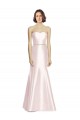Long Sweetheart Satin Bridesmaid Dress with Slim Beaded Sash Bristol