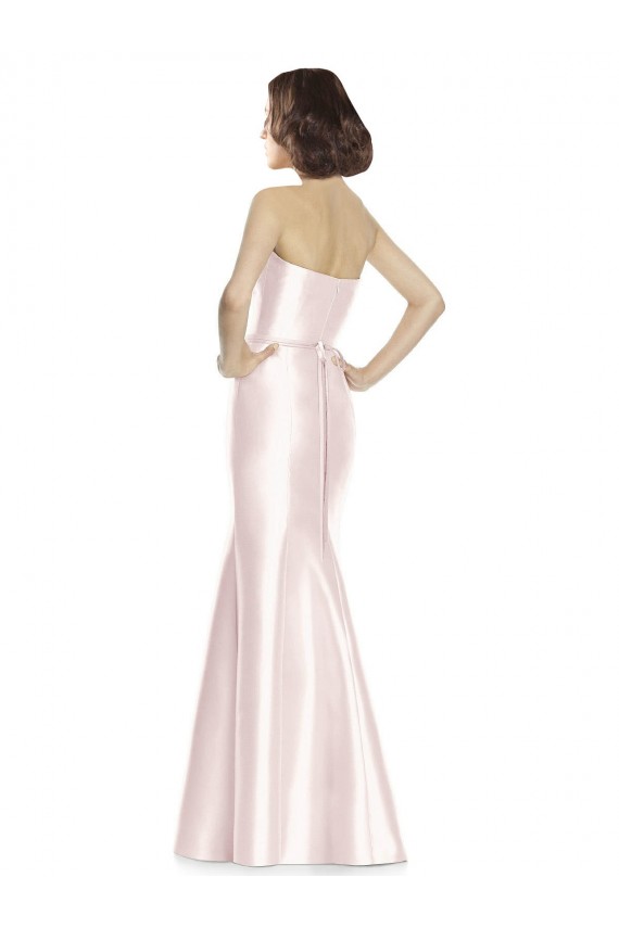 Long Sweetheart Satin Bridesmaid Dress with Slim Beaded Sash Bristol