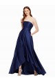 High Low Strapless Formal Satin Bridesmaid Dress / Prom Dress with Pockets Bristol