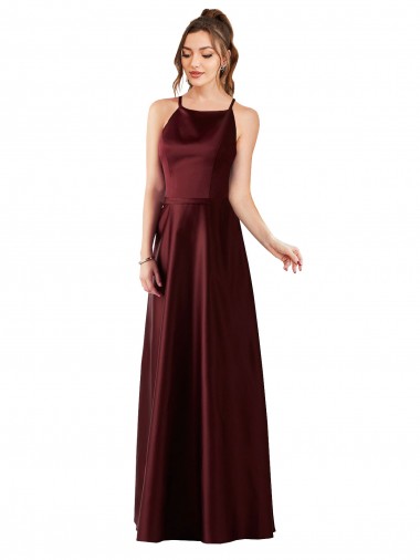 Sleek Satin Bridesmaids Dress with Pockets Bristol