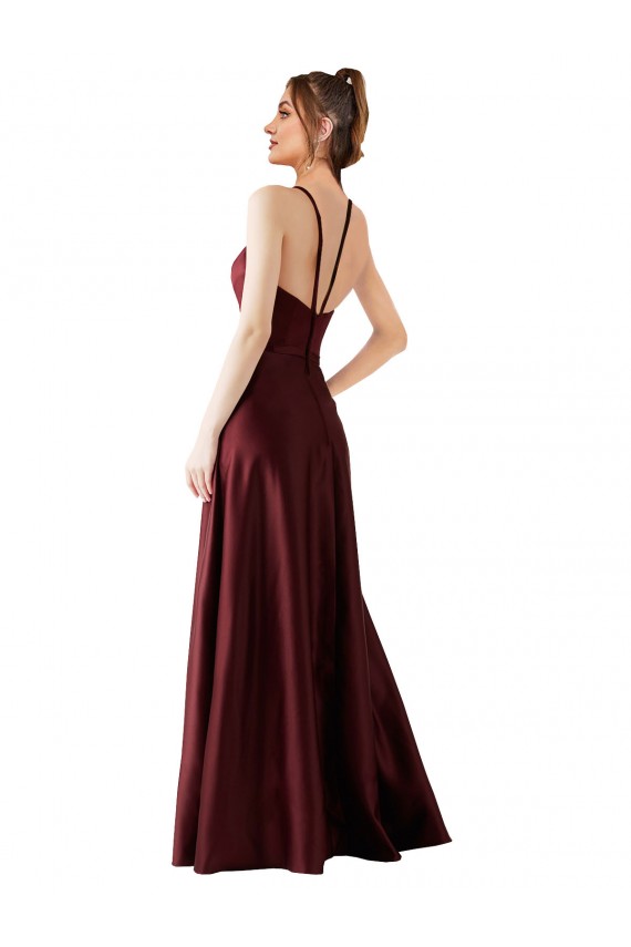 Sleek Satin Bridesmaids Dress with Pockets Bristol