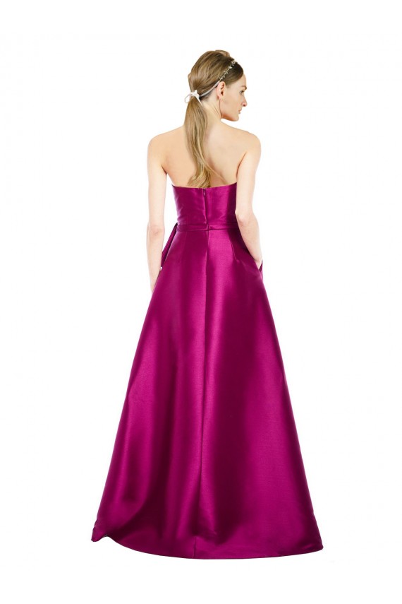 Sleeveless V-Neck Long Satin Bridesmaid Dress / Prom Dress with Bow Waist Bristol