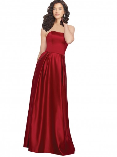 Strapless Satin Bridesmaids Dress with Beaded Pocket and Soft Pleating Bristol
