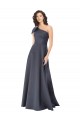 Rouched One Shoulder Floor Length Formal Satin Bridesmaid Dress / Prom Dress with Bow Bristol