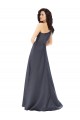 Rouched One Shoulder Floor Length Formal Satin Bridesmaid Dress / Prom Dress with Bow Bristol