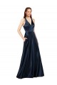 Long Formal Satin Bridesmaid Gown with Halter Neckline Bristol