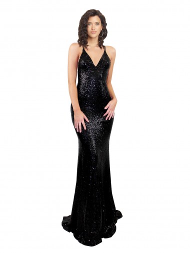 Sleek Fishtail Shaped Open Back Formal Sequin Bridesmaid Dress / Prom Dress Bristol