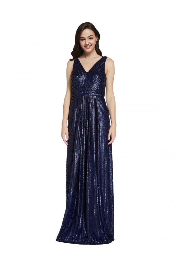 Long V-Neck Sparking Formal Sequin Bridesmaid Dress / Prom Dress with Low V-Back Bristol