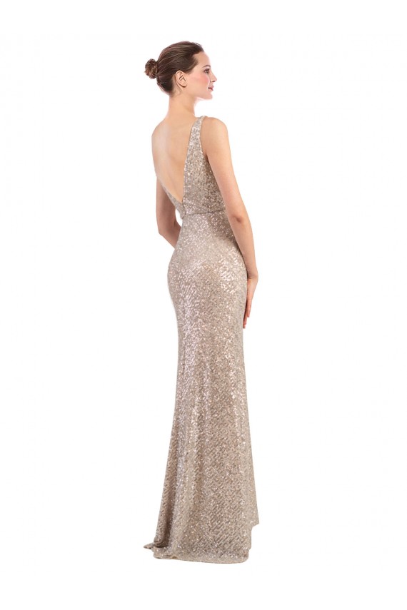 Faux Surplice V-Neck Slim Formal Sparkling Sequin Bridesmaid Dress / Prom Dress Bristol