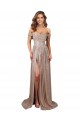 Strapless Scoop Neck Off the Shoulder Long Formal Sequin Bridesmaid Dress / Prom Dress with High Slit Bristol