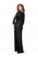 Deep V-Neckline Full Back Long Sleeves Sparkling Formal Sequin Bridesmaid Dress / Prom Dress with High Slit Bristol