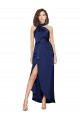 Full Length High Neck Wrap Formal Silky Satin Bridesmaid Dress / Prom Dress with Waist Tie Bristol