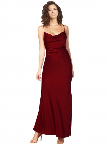 Cowl Neck Low Back Formal Silky Satin Bridesmaid Dress / Prom Dress with Thin Back Straps Bristol