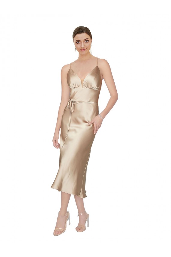 Empire Waist Formal Silky Satin Cocktail Midi Bridesmaid Dress / Prom Dress Bristol