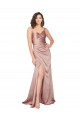 Floor Length Formal Silky Satin Bridesmaid Dress / Prom Dress with Front Skirt Slit Bristol
