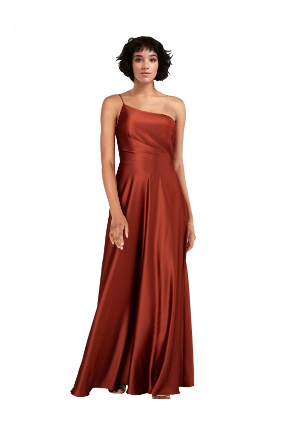 Sophisticated One Shoulder Formal Silky Satin Bridesmaid Dress / Prom Dress with Full Skirt Bristol