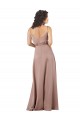 Subtle V-Neckline Formal Silky Satin Bridesmaid Dress with Front Button Detail Bristol