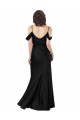 Off the Shoulder Sleeves Formal Silky Satin Bridesmaid Dress / Prom Dress with Skirt Slit Bristol