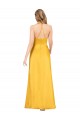 Halter A-Line Formal Silky Satin Bridesmaid Dress / Prom Dress with V-Neckline and Slit Bristol