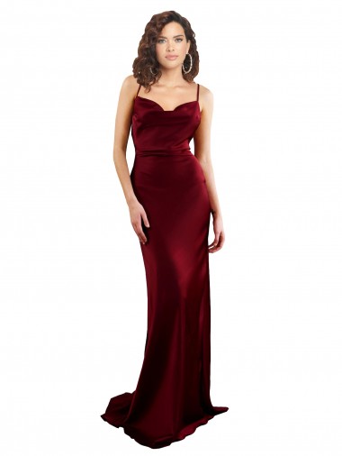 Cowl Neck Long Criss Cross Open Back Formal Silky Satin Bridesmaid Dress / Prom Dress Bristol